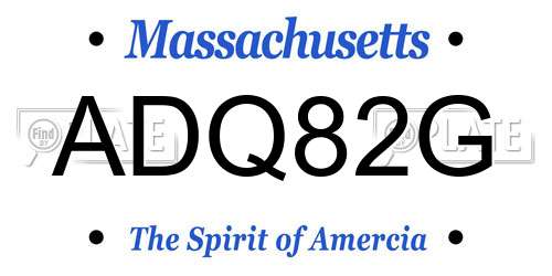 ADQ82G Massachusetts License Plate