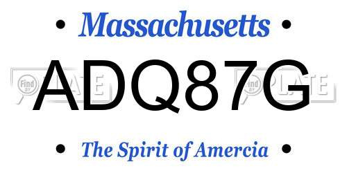 ADQ87G Massachusetts License Plate