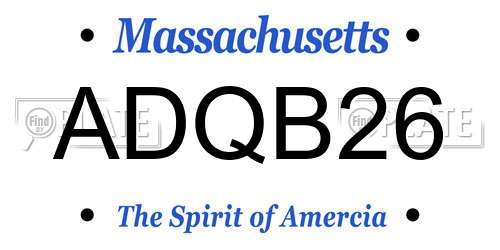 ADQB26 Massachusetts License Plate