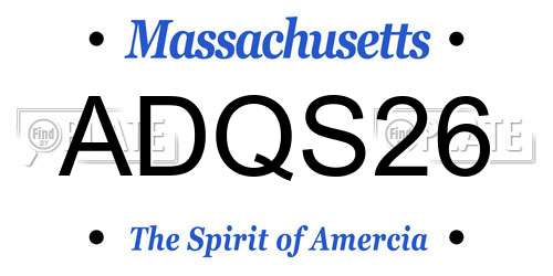 ADQS26 Massachusetts License Plate