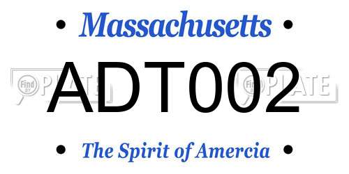 ADT002 Massachusetts License Plate