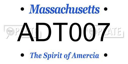ADT007 Massachusetts License Plate