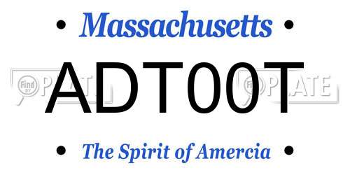 ADT00T Massachusetts License Plate