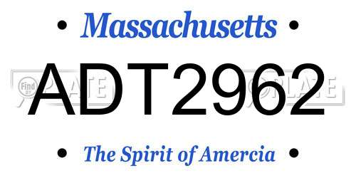 ADT2962 Massachusetts License Plate