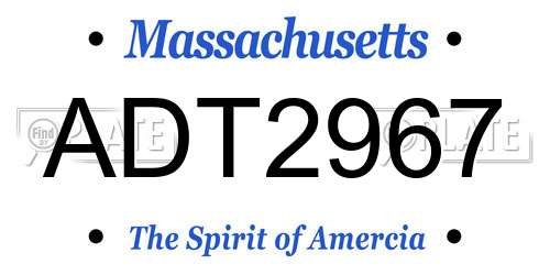 ADT2967 Massachusetts License Plate