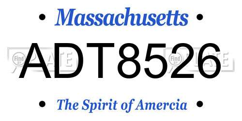 ADT8526 Massachusetts License Plate
