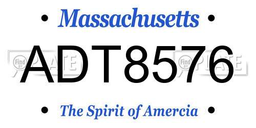 ADT8576 Massachusetts License Plate