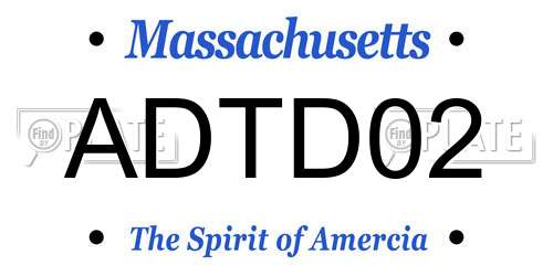 ADTD02 Massachusetts License Plate