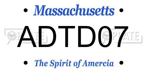 ADTD07 Massachusetts License Plate