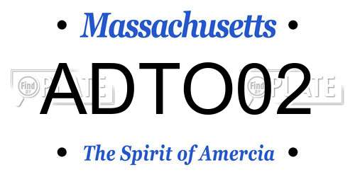 ADTO02 Massachusetts License Plate
