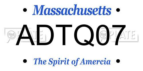 ADTQ07 Massachusetts License Plate
