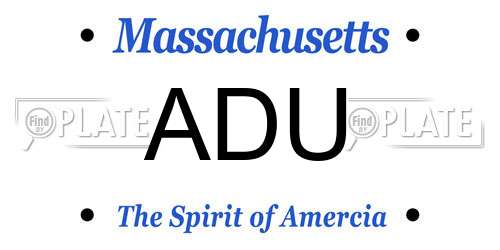 ADU Massachusetts License Plate