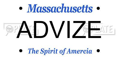 ADVIZE Massachusetts License Plate