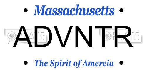 ADVNTR Massachusetts License Plate