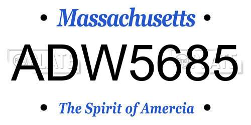 ADW5685 Massachusetts License Plate