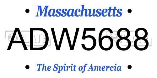 ADW5688 Massachusetts License Plate