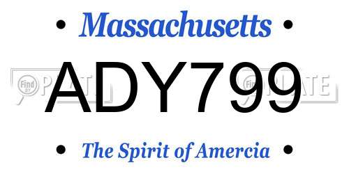 ADY799 Massachusetts License Plate
