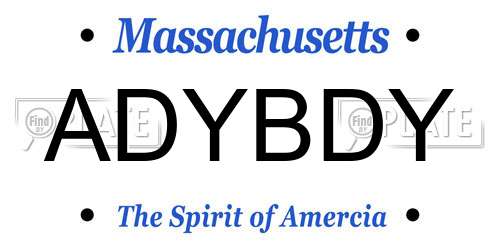 ADYBDY Massachusetts License Plate