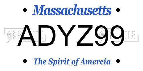 ADYZ99 Massachusetts License Plate