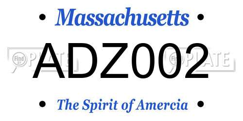 ADZ002 Massachusetts License Plate