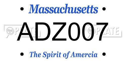 ADZ007 Massachusetts License Plate