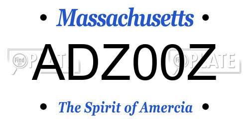 ADZ00Z Massachusetts License Plate