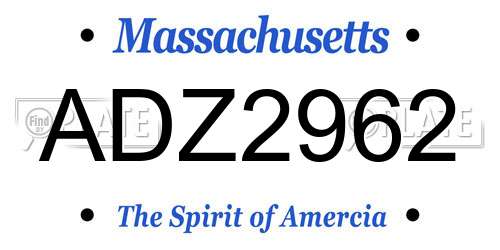 ADZ2962 Massachusetts License Plate