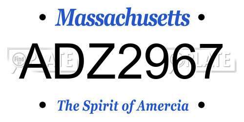 ADZ2967 Massachusetts License Plate