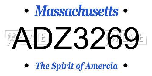 ADZ3269 Massachusetts License Plate