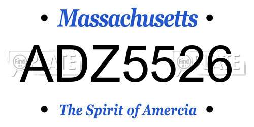 ADZ5526 Massachusetts License Plate
