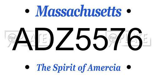 ADZ5576 Massachusetts License Plate