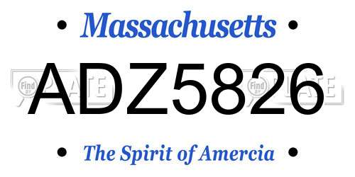 ADZ5826 Massachusetts License Plate