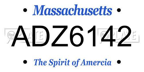 ADZ6142 Massachusetts License Plate