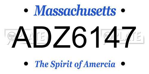 ADZ6147 Massachusetts License Plate