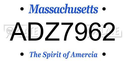 ADZ7962 Massachusetts License Plate