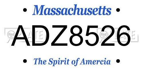 ADZ8526 Massachusetts License Plate
