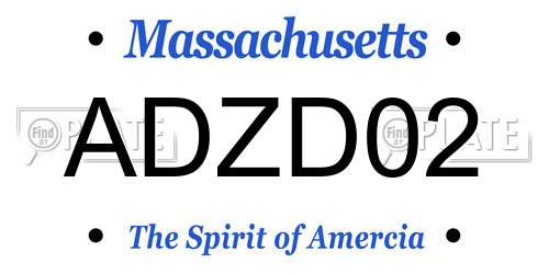 ADZD02 Massachusetts License Plate