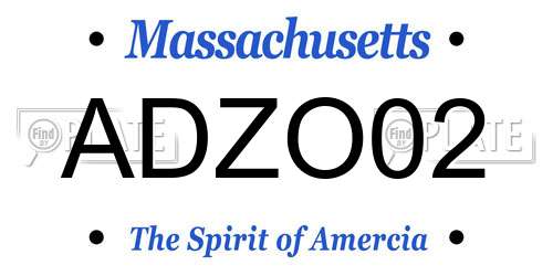 ADZO02 Massachusetts License Plate