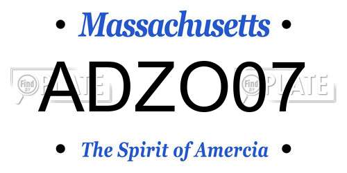 ADZO07 Massachusetts License Plate