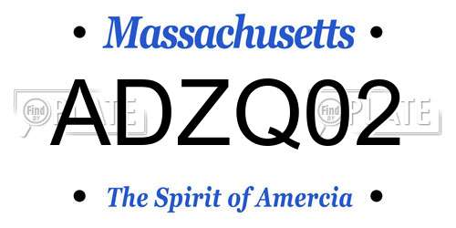 ADZQ02 Massachusetts License Plate
