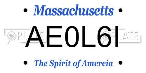 AE0L6I Massachusetts License Plate