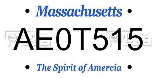 AE0T515 Massachusetts License Plate