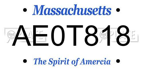 AE0T818 Massachusetts License Plate