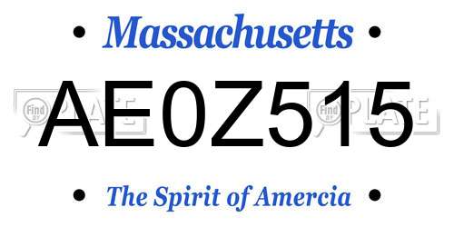 AE0Z515 Massachusetts License Plate