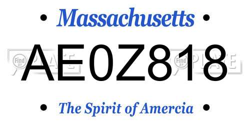 AE0Z818 Massachusetts License Plate