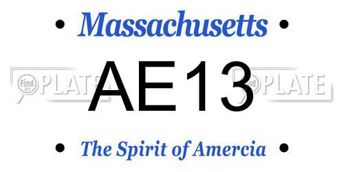 AE13 Massachusetts License Plate
