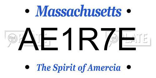 AE1R7E Massachusetts License Plate