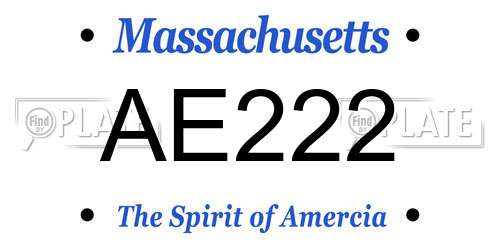 AE222 Massachusetts License Plate