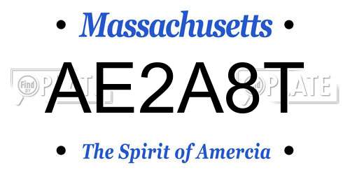 AE2A8T Massachusetts License Plate