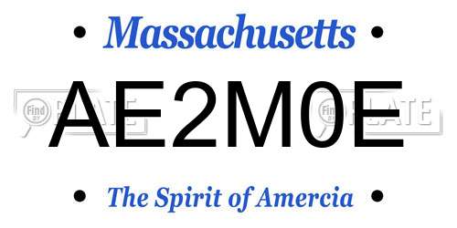 AE2M0E Massachusetts License Plate